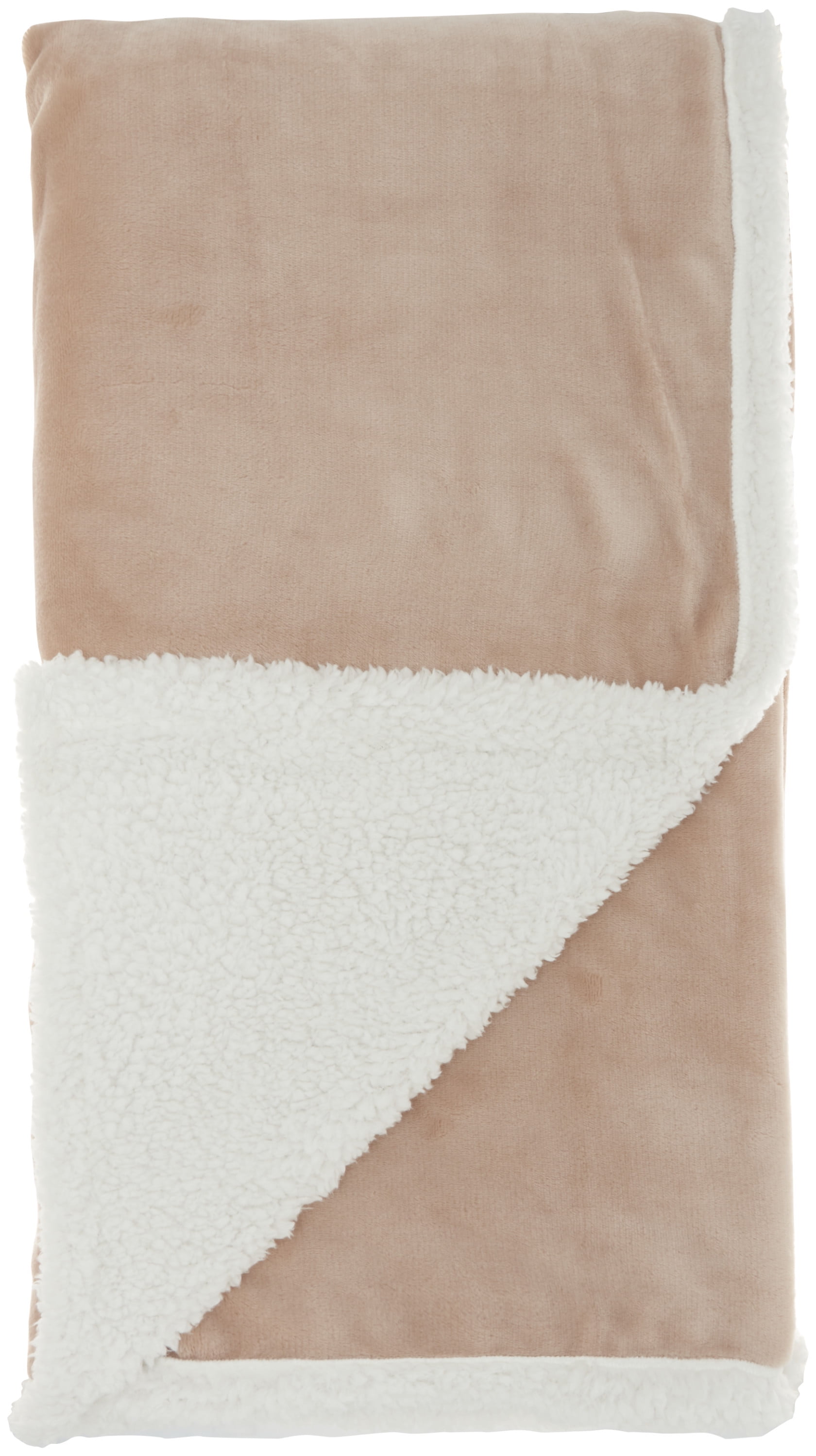 Nourison Throw Blankets Velvet/Sherpa Throw Blush Decorative Throw