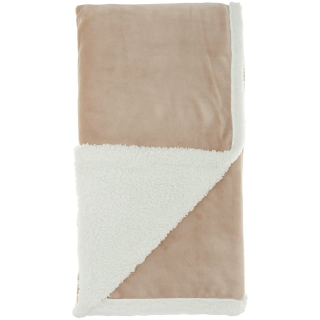 Nourison Throw Blankets Velvet/Sherpa Throw Blush Decorative Throw