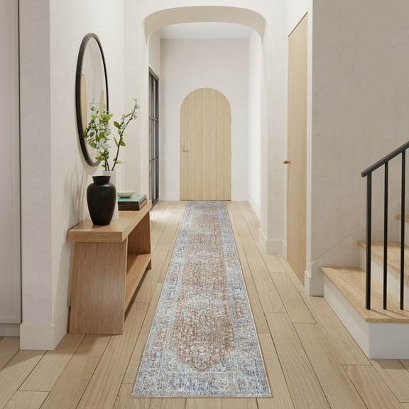 Nourison Timeless Classics Center medallion Blue Multicolor 2'2" x 12' Area Rug (2x12)