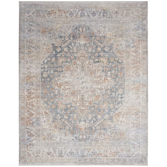 Nourison Timeless Classics Vintage Medallion Indoor Rug Ivory Blue 8'6" x 11'4"