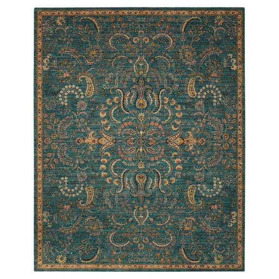 Nourison Traditional NR204 Area Rug-Color:Teal,Shape:Round,Size:5' X 5'