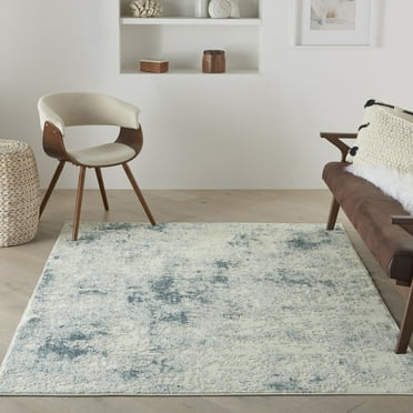 Nourison Trance Abstract Ivory Blue 3'11" x 5'11" Area Rug, (4x6)