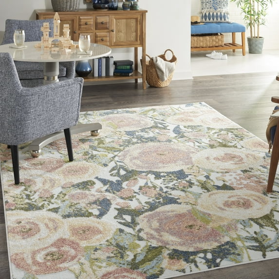 Nourison Trance Floral Multicolor 7'10" x 9'10" Area Rug, (8x10)
