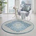 thumbnail image 1 of Nourison Tranquil Center Medallion Ivory/Turquoise 5'3" x ROUND Area Rug, (5 Round), 1 of 8