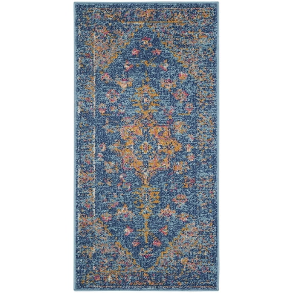 Nourison Tranquil Distressed Persian Navy Blue 2' x 4' Area Rug, (2' x 4')