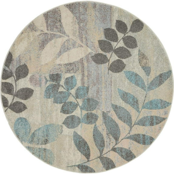Nourison Tranquil Farmhouse Ivory/Light Blue 7'10" x round Area Rug, (8 Round)