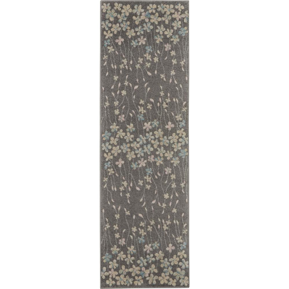Tranquil Blossom Grey/Beige Viscose Floral Runner Rug 2'3" x 7'3"
