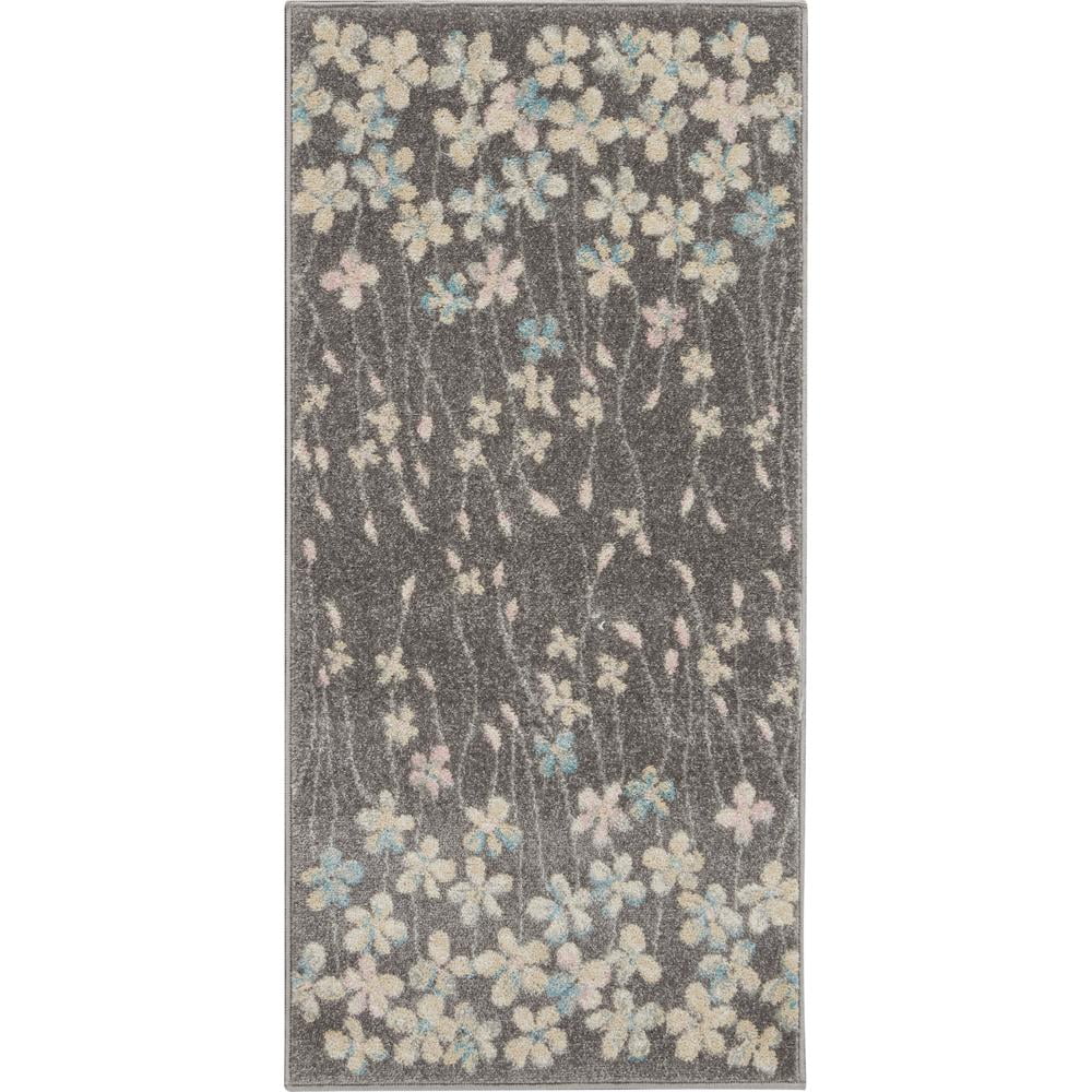 Handmade Floral Grey & Beige Viscose Blend Area Rug - 24"x5"