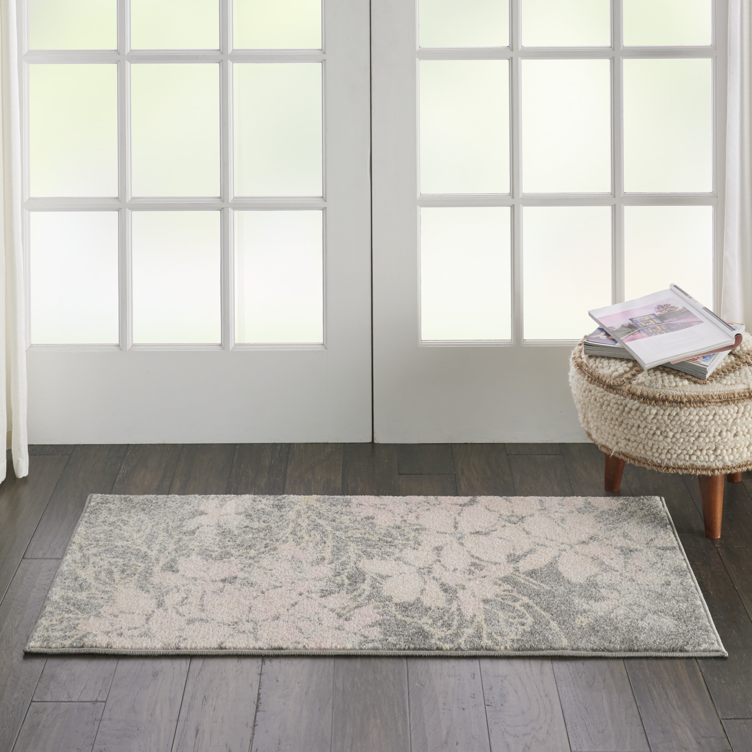 Nourison Tranquil Floral Grey/Pink 2' x 4' Area Rug, (2x4) - Walmart.com
