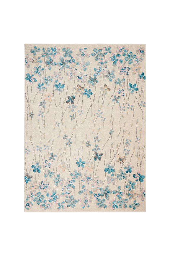 Tranquil Floral Ivory 5'3" x 7'3" Area Rug, (5x7)