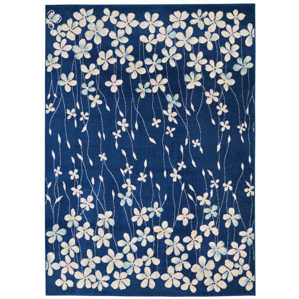 Elysian Navy Floral 5' x 7' Reversible Viscose Area Rug