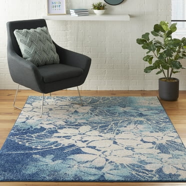 Nourison Tranquil Floral Navy/Pink 5'3" x 7'3" Area Rug, (5x7)
