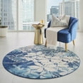 thumbnail image 1 of Nourison Tranquil Floral Navy/Pink 5'3" x ROUND Area Rug, (5 Round), 1 of 8