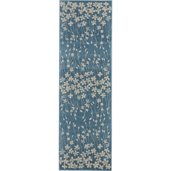 Nourison Tranquil Floral Turquoise 2'3" x 7'3" Area Rug, (2x7)