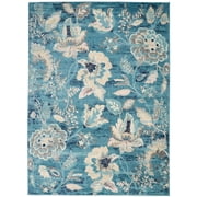 Nourison Tranquil 5'3" X 7'3" (5' x 7') Turquoise Area Rug French Country Eclectic Floral by Nourison