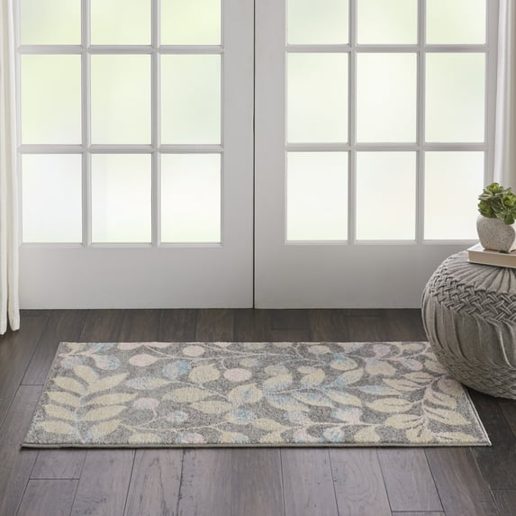 Nourison Tranquil Nature Grey/Beige 2' x 4' Area Rug, (2x4)