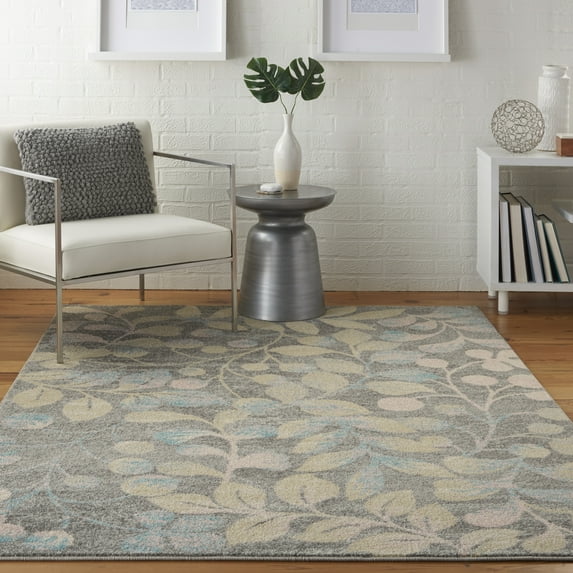 Nourison Tranquil Nature Grey/Beige 5'3" x 7'3" Area Rug, (5x7)