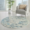 thumbnail image 1 of Nourison Tranquil Nature Ivory/Turquoise 5'3" x ROUND Area Rug, (5 Round), 1 of 8