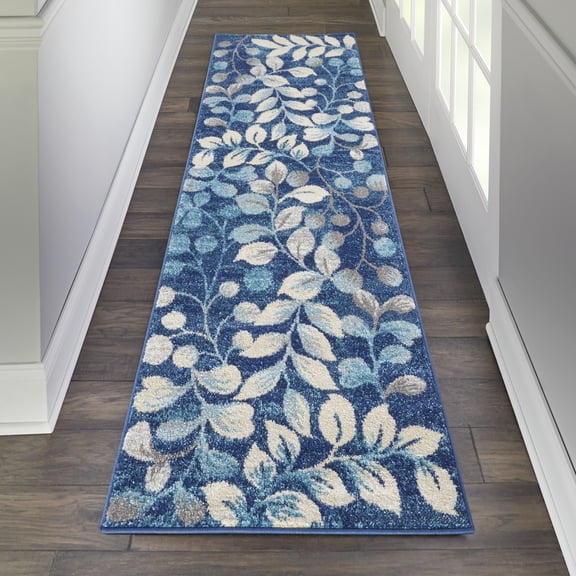 Nourison Tranquil Nature Navy 2'3" x 7'3" Area Rug, (2x7)