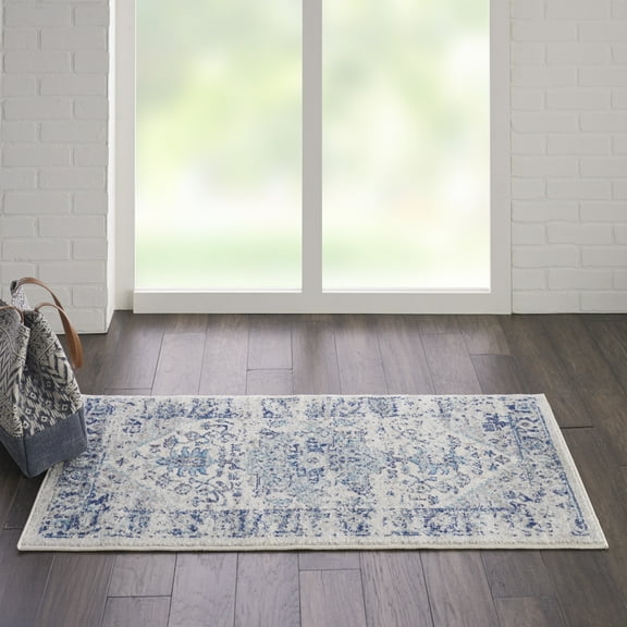 Nourison Tranquil Persian Ivory/Light Blue 2' x 4' Area Rug, (2x4)