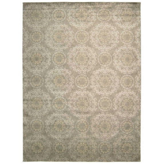 Nourison Tranquility Area Rug Grey 9'3" x 12'9" Latex Free 9' x 12' Indoor Ivory Rectangle