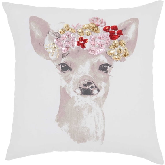 Nourison Trendy, Hip, New Age Animals White Decorative Throw Pillow , 18" x 18"