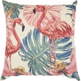 thumbnail image 1 of Nourison Trendy, Hip, New-Age Velvet Flamingos Multicolor Decorative Throw Pillow , 18" x 18", 1 of 4