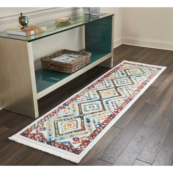 Nourison Tribal Decor Transitional White 2'2" x 7'9" Area Rug, (2x8)
