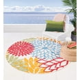 thumbnail image 1 of Nourison Tropical Oasis Indoor/Outdoor Modern Floral Green 5'3" x ROUND Area Rug, (5' Round), 1 of 4