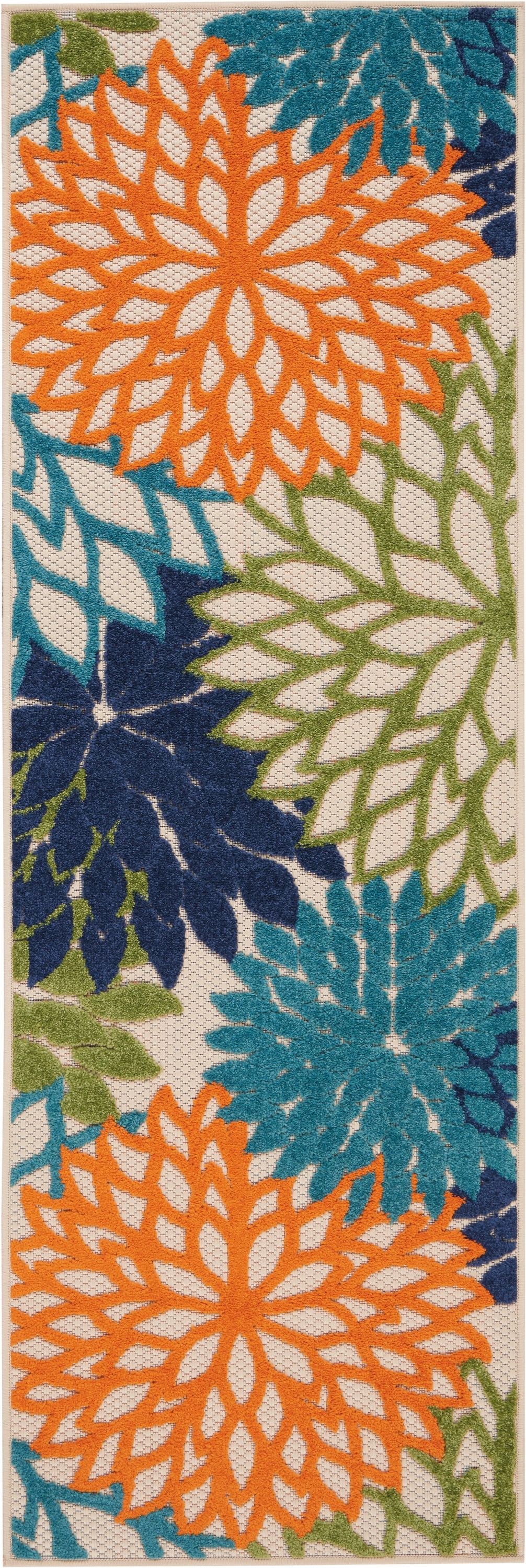 Nourison Tropical Oasis Indoor/Outdoor Modern Floral Multicolor 2' x 6' Area Rug, (6' Runner)
