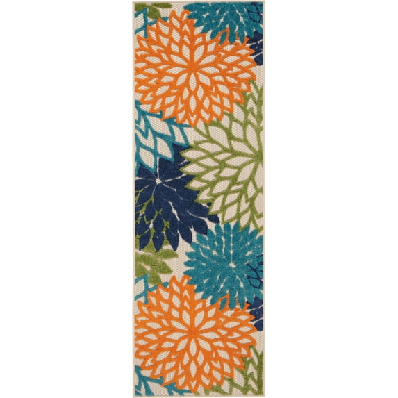 Nourison Tropical Oasis Indoor/Outdoor Modern Floral Multicolor 2' x 6' Area Rug, (6' Runner)