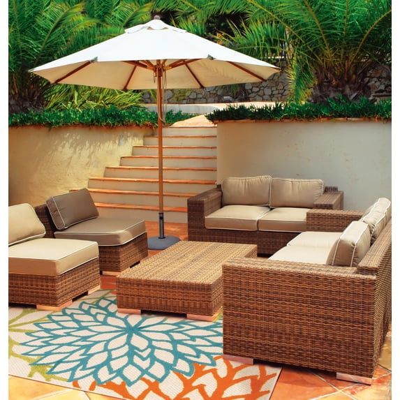 Nourison Tropical Oasis Indoor/Outdoor Modern Floral Multicolor 5'3" x 7'5" Area Rug, (5' x 8')