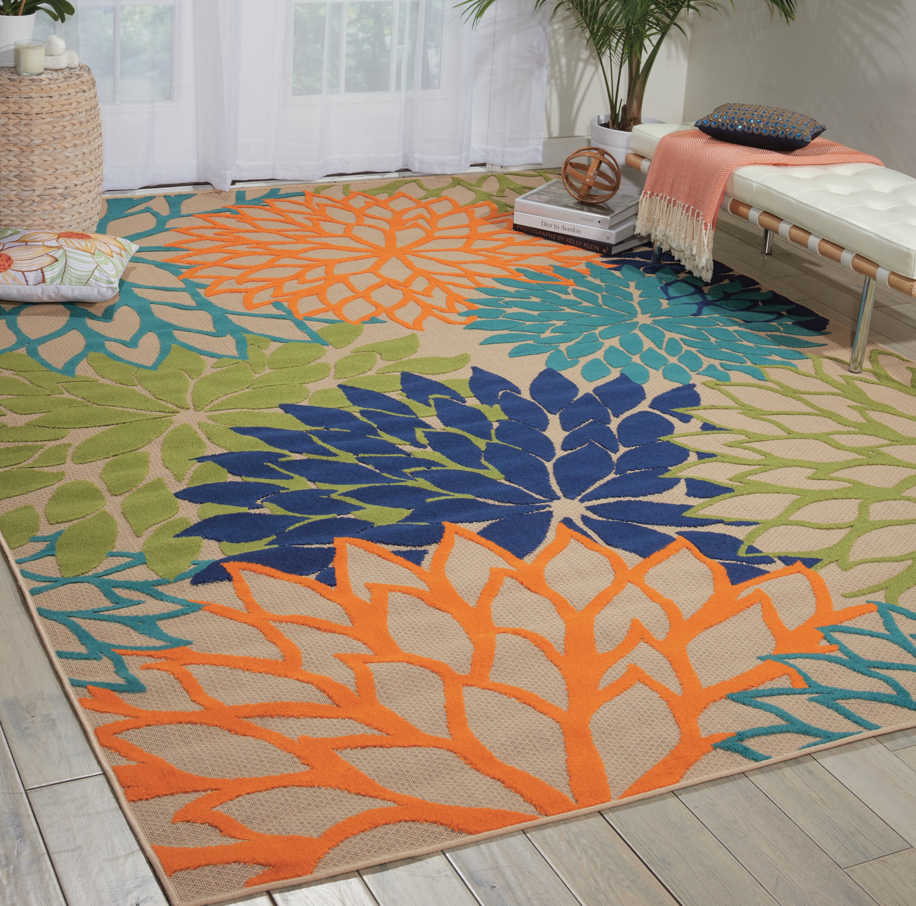 Nourison Tropical Oasis Indoor/Outdoor Modern Floral Multicolor 7'10" x 10'6" Area Rug, (8' x 11')