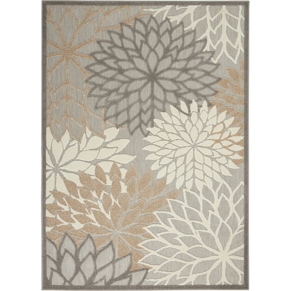 Nourison Tropical Oasis Indoor/Outdoor Modern Floral Natural 5'3" x 7'5" Area Rug, (5' x 8')