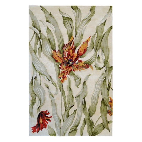Nourison Tropics 42" x 66" Wool Indoor Rug in Ivory Floral Finish