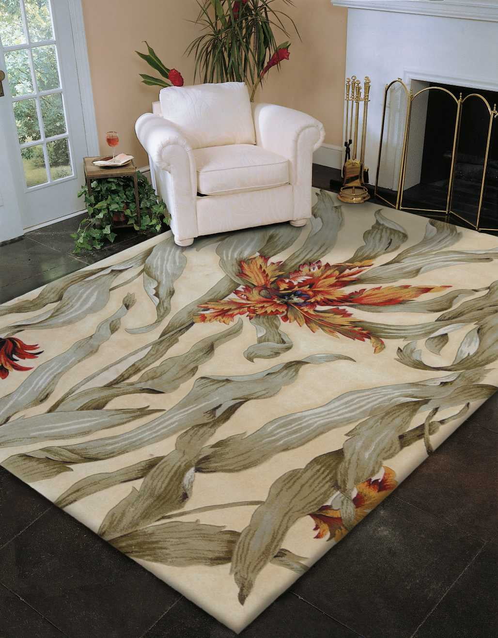 Handmade Blue Floral Wool 8' x 10' Tufted Rug