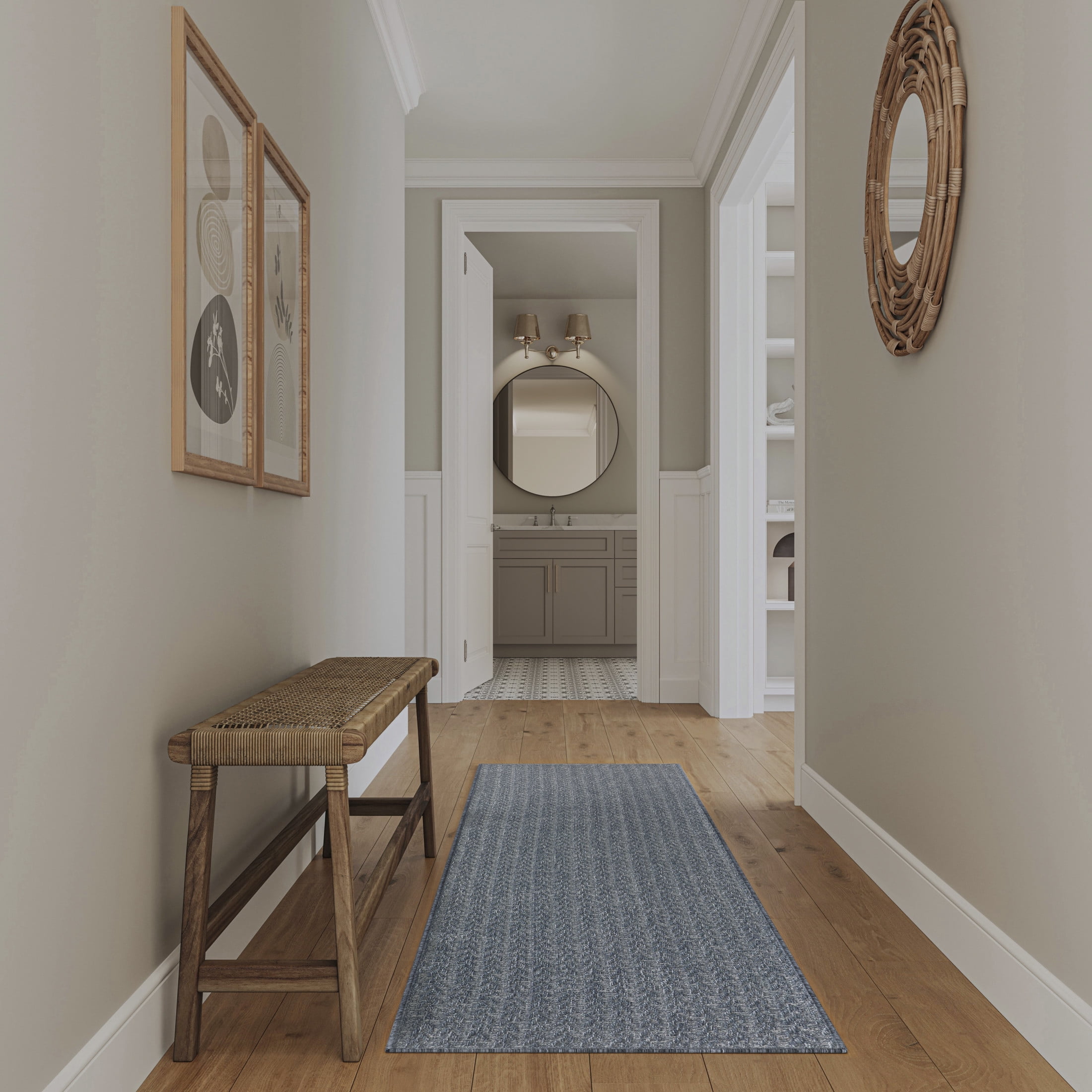 Nourison Tulum 2'2" x 10' Denim Outdoor Rug