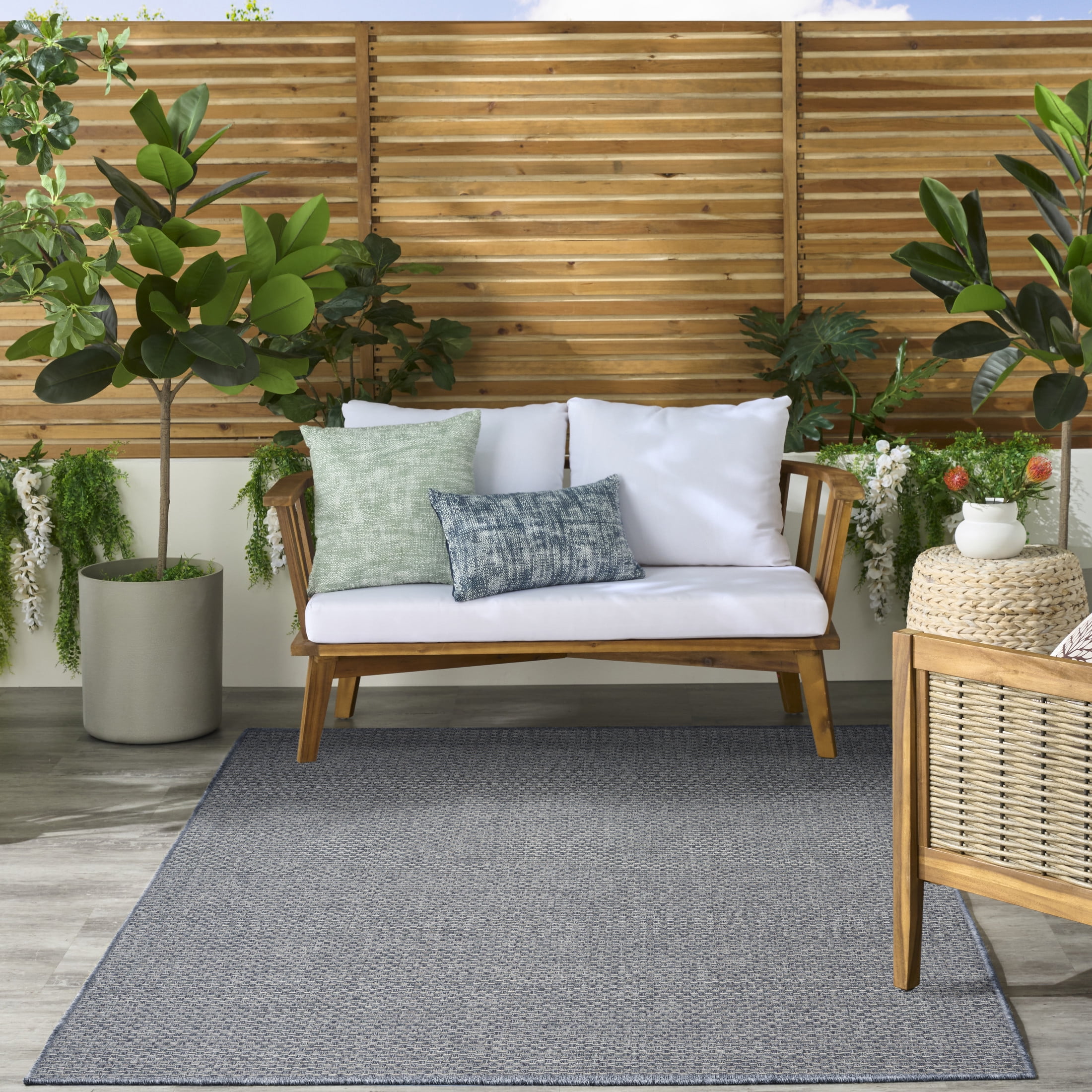 Nourison Tulum 5'3" x 7' Denim Outdoor Rug