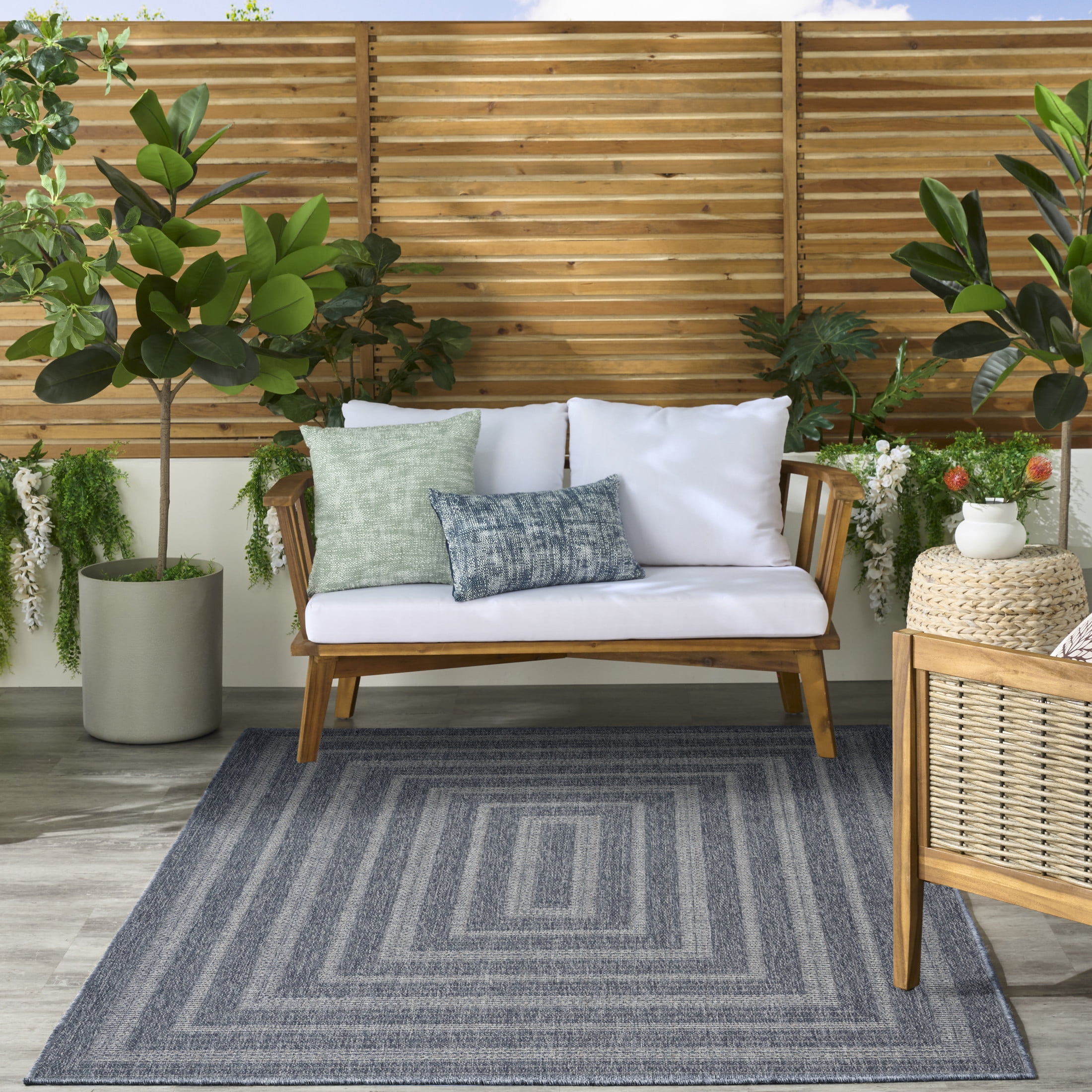 Nourison Tulum 6' x 9' Denim Outdoor Rug