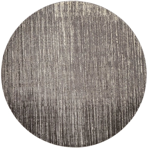 Nourison Twilight 96" Round Wool Indoor Rug in Smoke Gray Finish