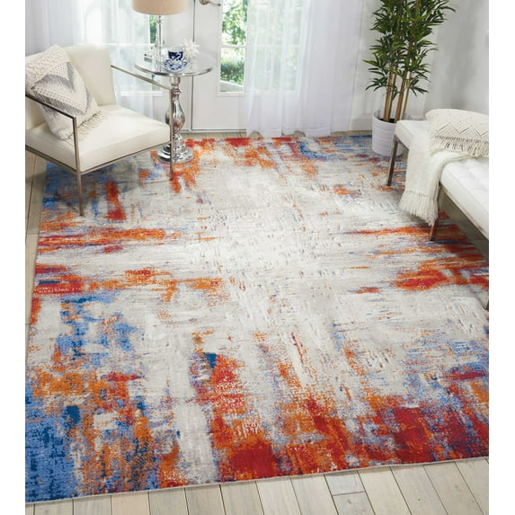 Nourison Twilight Abstract Ivory/Multicolor 9'9" x 13'9" Area Rug, (10x14)