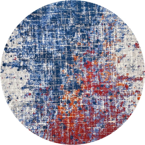 Nourison Twilight Area Rug-Color:Red/Blue,Shape:Round,Size:8' X 8'
