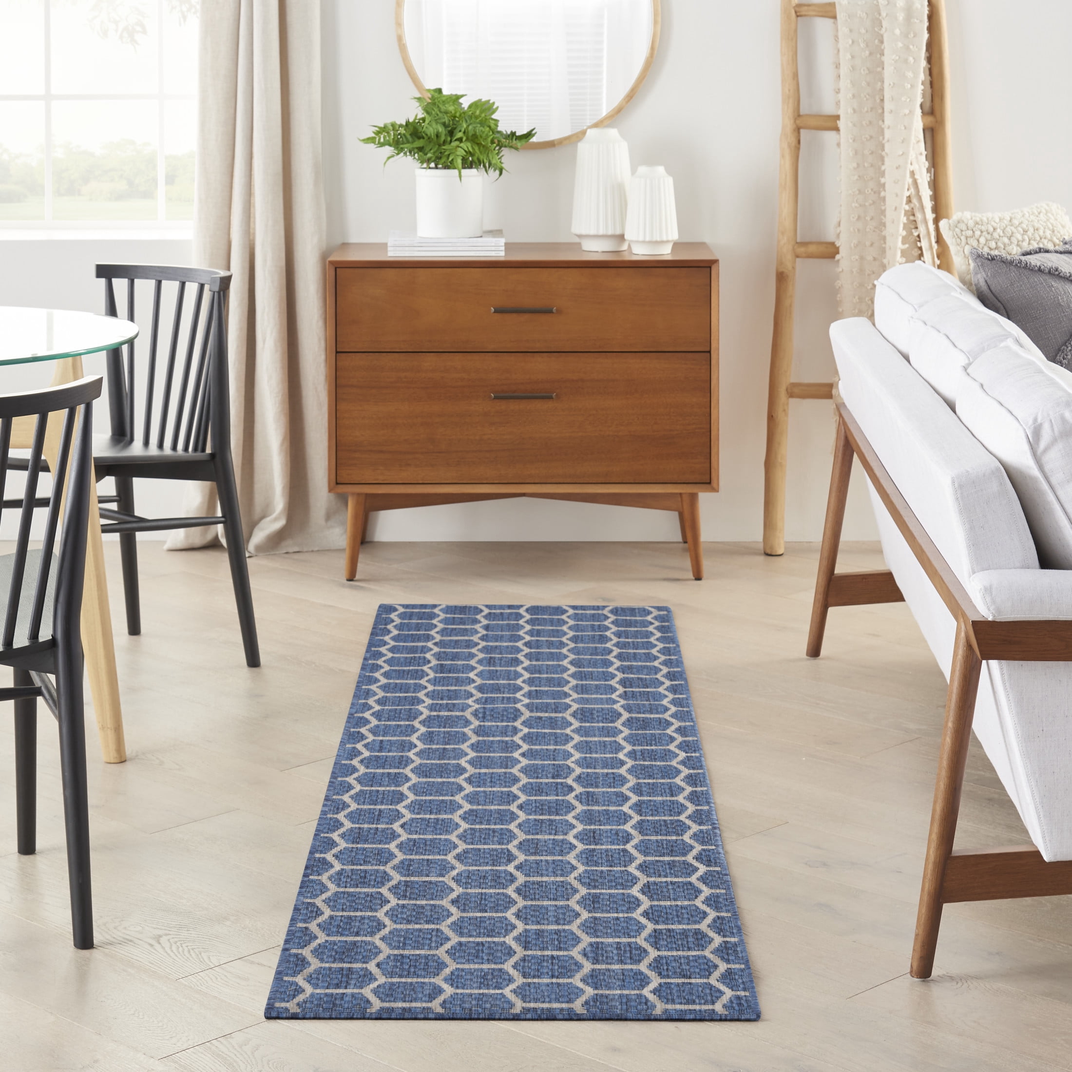 Nourison Twist Reversible 2' x 6' Blue Modern Rug