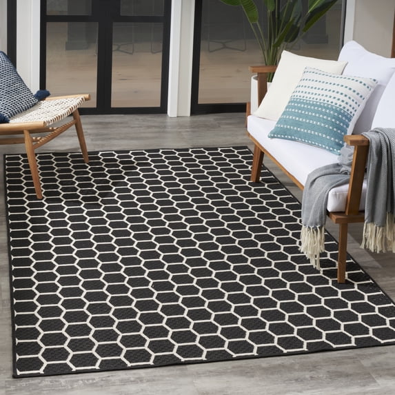 Nourison Twist Reversible 4' x 6' Black Modern Rug