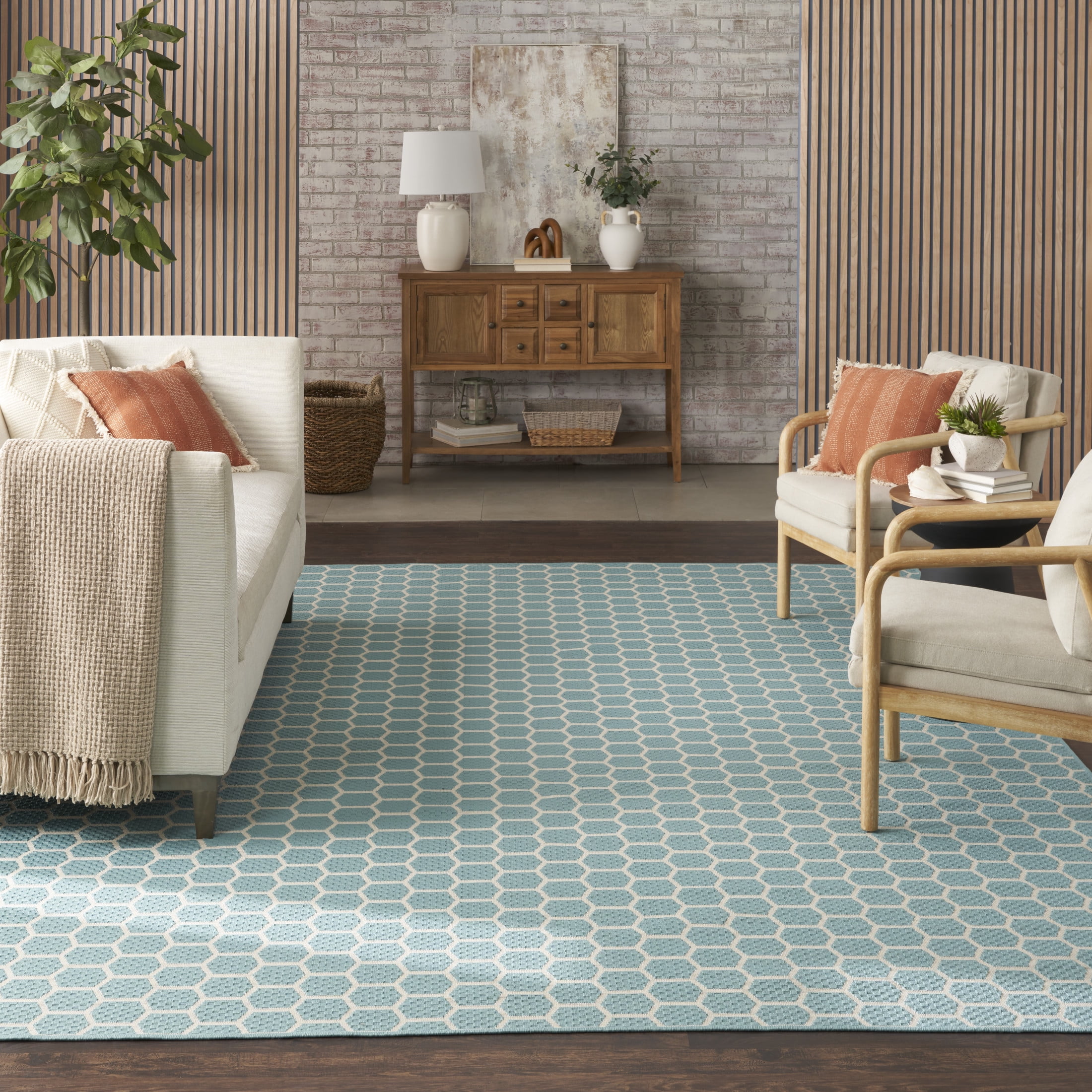 Nourison Twist Reversible 9' x 12' Aqua Modern Rug