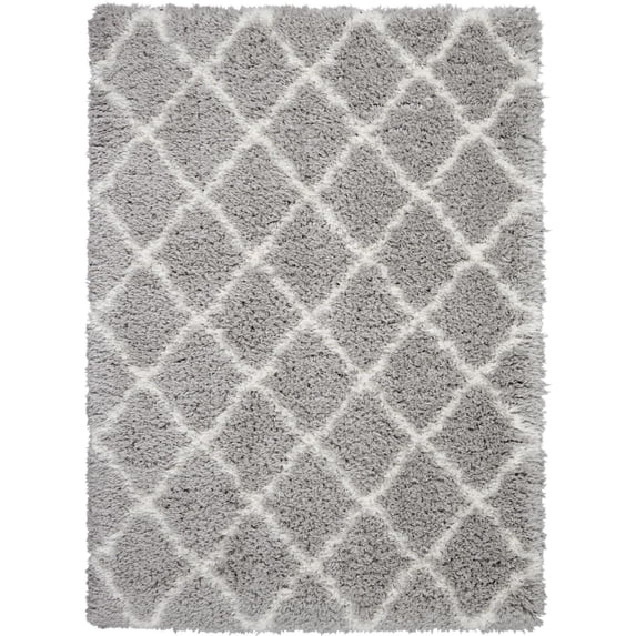 Nourison Ultra Plush Shag ULP02 Gray/White Indoor Area Rug - 9' x 12'