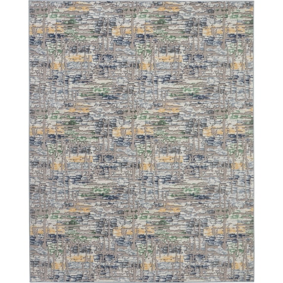 Nourison Urban Chic Abstract Grey/Multicolor 9' x 12' Area Rug, (9x12)