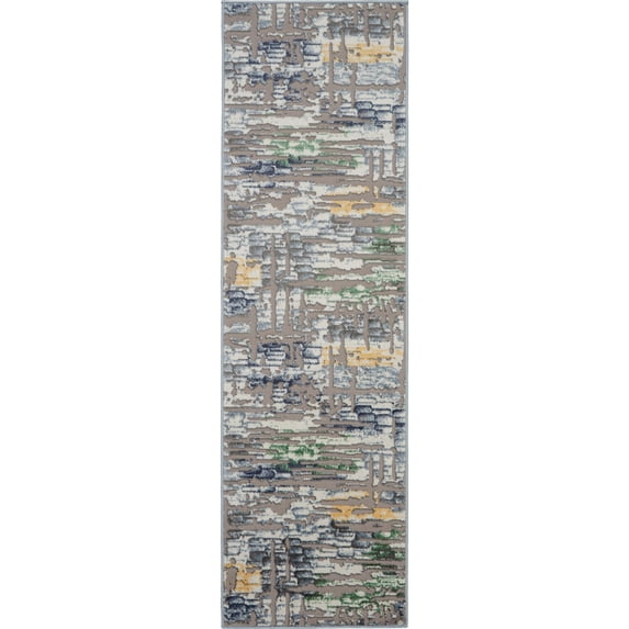 Nourison Urban Chic URC01 Gray/Yellow/Green Indoor Area Rug - 2'2 x 7'3