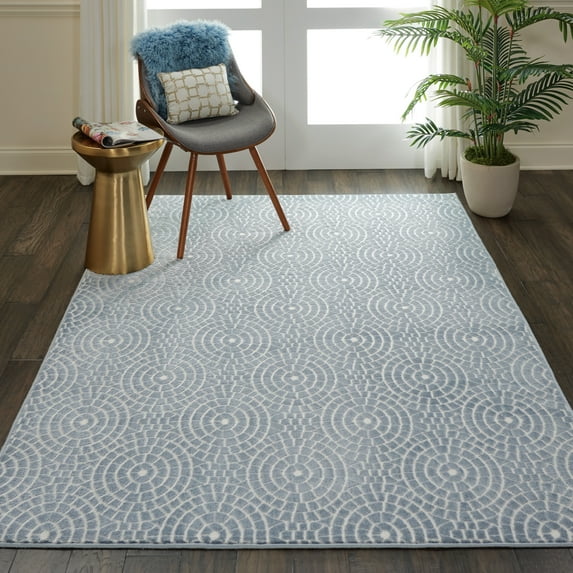 Nourison Urban Chic Eclectic Light Blue 4' x 6' Area Rug, (4x6)