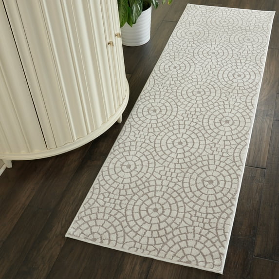 Nourison Urban Chic Eclectic Modern Cream 2'2" x 7'3" Area Rug, (7' Runner)